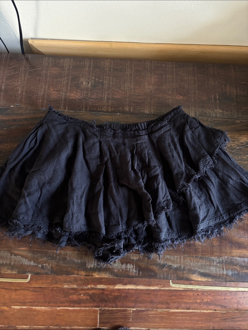 Free People Black Layered Ruffle Skort